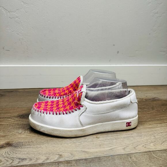DC Villain Orange And Pink Houndstooth Slip On Shoe Women’s Size 6.5 - Picture 2 of 11